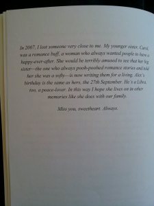 Saving Alexander dedication to Carol